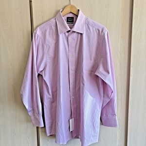 Eagle Mens Checkered‎ Plaid Non Iron Regular Fit Coral Dress Shirt 16/16.5 32-33
